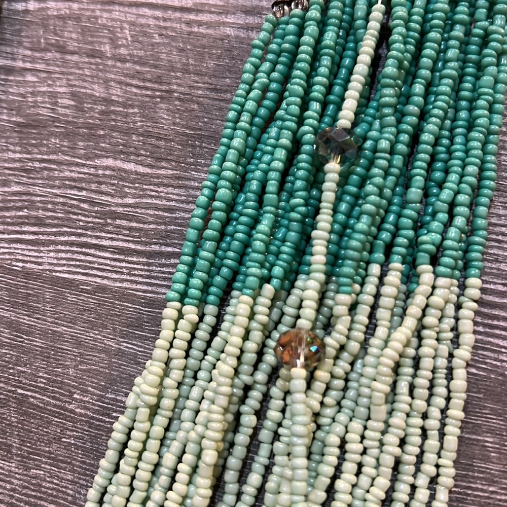 Multi-Stand Mint And Turquoise Colored Beaded Vin… - image 3